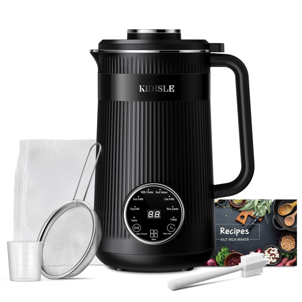 KIDISLE 32oz Automatic Soy Machine for Homemade Almond, Oat, Coconut, Black